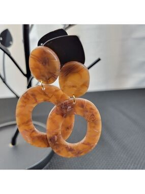 Shades of Brown Marble Tortoise Acrylic Post Earrings (#E6)